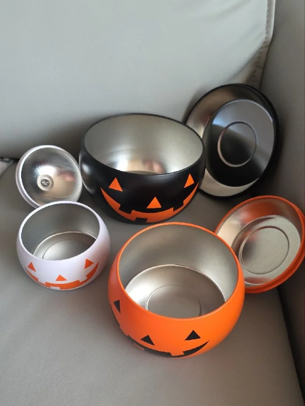 IKEA Halloween Pumpkin Stackable Containers - White, Orange, Black